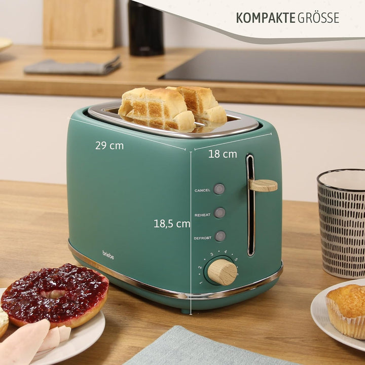 briebe Nordic Toaster mit breitem Schlitz, Toaster für 2 Scheiben, 6 Röststufen, Warmhaltefunktion,