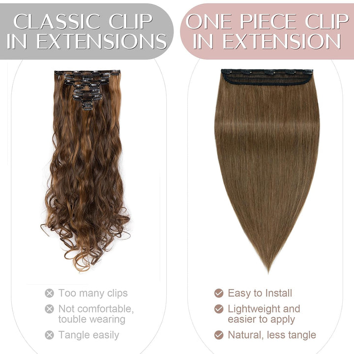 SEGO Haarteil Clip in Extensions Echthaar DICKER 1 Tresse 5 Clips Dicker Dichter Haarverlängerung 10