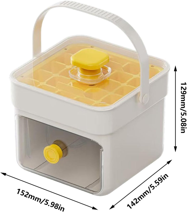 Ice Molds, Ice Maker with Handle Lid, 5.98 x 5.59 x 5.08 Inches Press-Typ Double Layer Design, Kitch