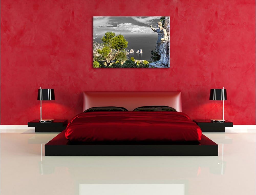 Pixxprint Insel Capri in Italien B&W Detail, Format: 100x70 auf Leinwand, 100x70