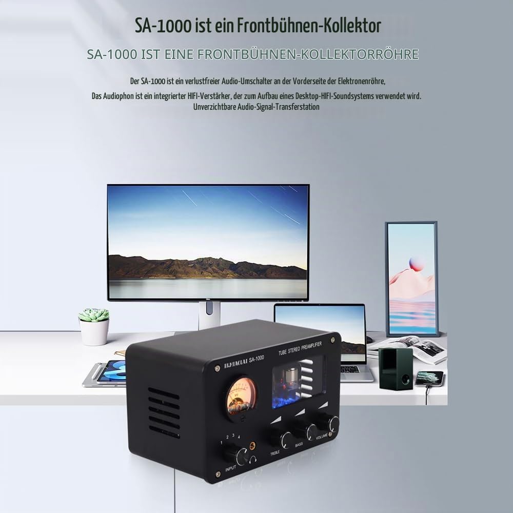 SA-1000 Audiophiler Röhrenvorverstärker Audio HiFi Elektrischer Röhrenverstärker 4 Eingänge 2 Ausgän