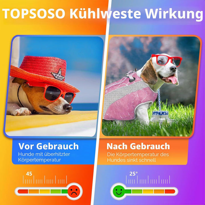 Kühlweste für Hunde mit Doppelten Verstellbaren Reissverschlüssen, Atmungsaktiv Sonnenschutz Kühlwes
