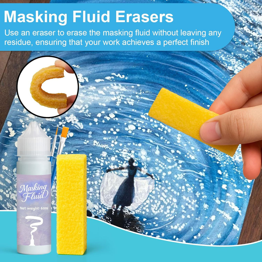 NICE2MEU 60 ml blaue Abdeckflüssigkeit für Aquarellmalerei, schnell trocknend und leicht zu reissen,