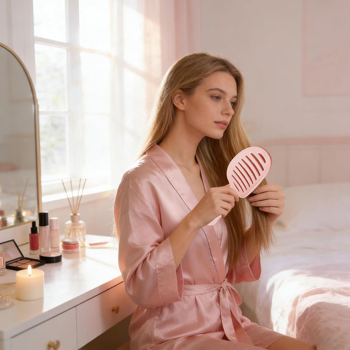 Easy Clean Haarbürste, sanfter Entwirrungskamm, gebogene belüftete Haarbürsten mit flexiblen Borsten