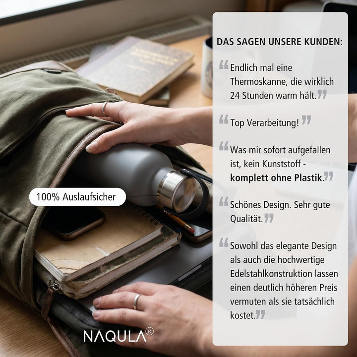 Thermosflasche 500 ml mit Tragegriff und abnehmbarem Sieb f Tee od Früchte. Edelstahl Trinkflasche a