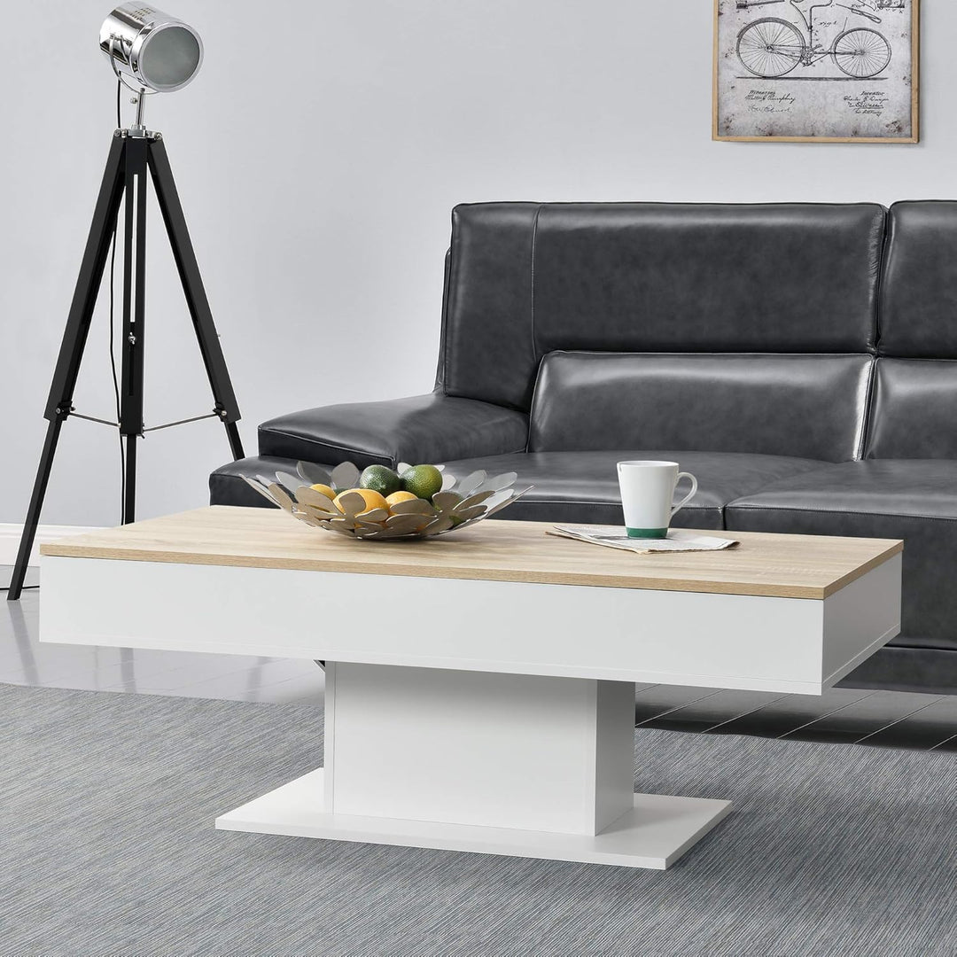 [en.casa] Couchtisch mit 2 Staufächern unter Schiebeplatte Wohnzimmertisch mit Truhefunktion Kaffeet
