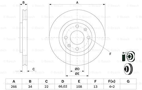 Bosch BD536 Bremsscheiben - Vorderachse - ECE-R90 Zertifizierung - zwei Bremsscheiben pro Set