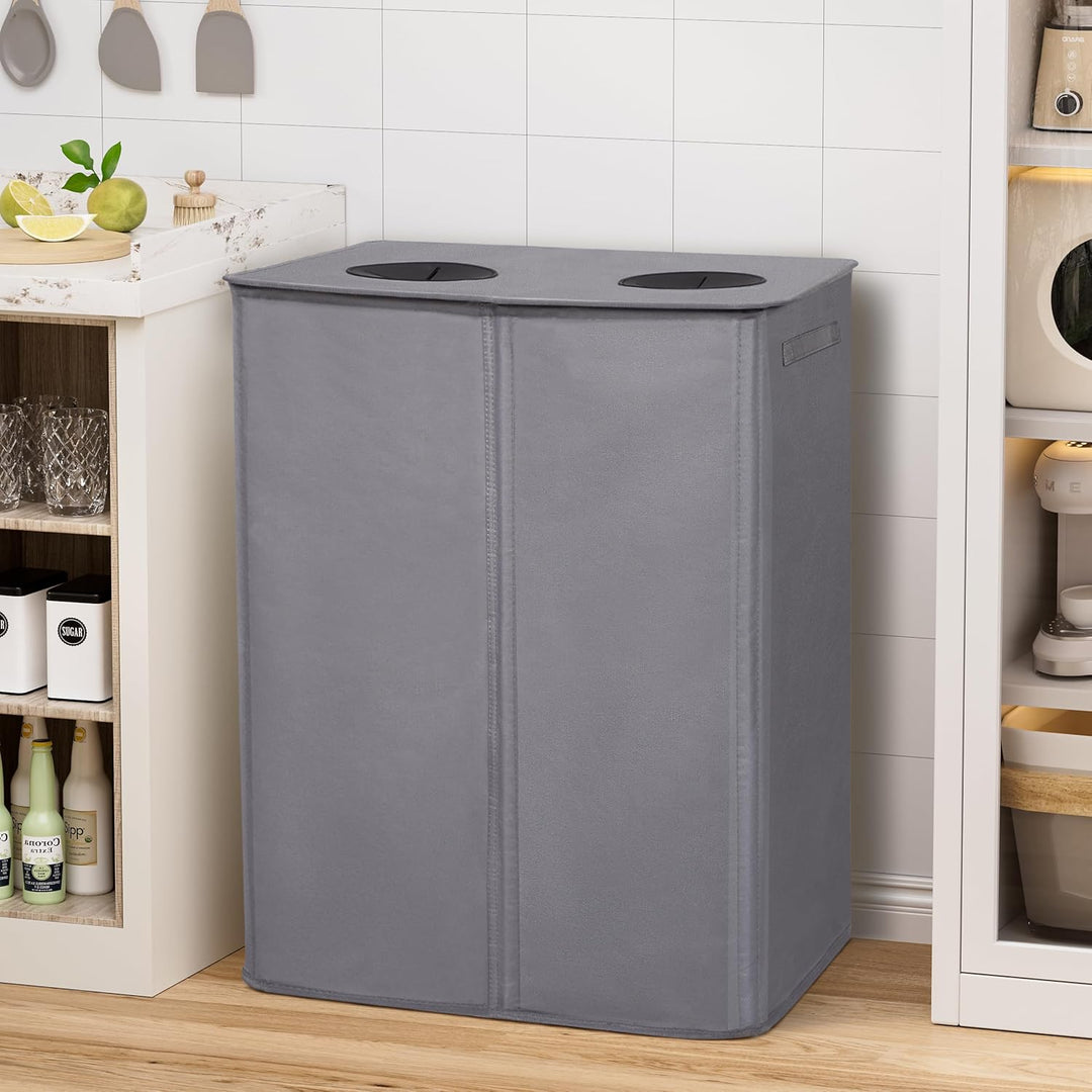 WOWLIVE Pfandflaschen Sammelbehälter 160L wit 2 fächer & 2 Tragetasche,Gross Flaschensammler mit Loc