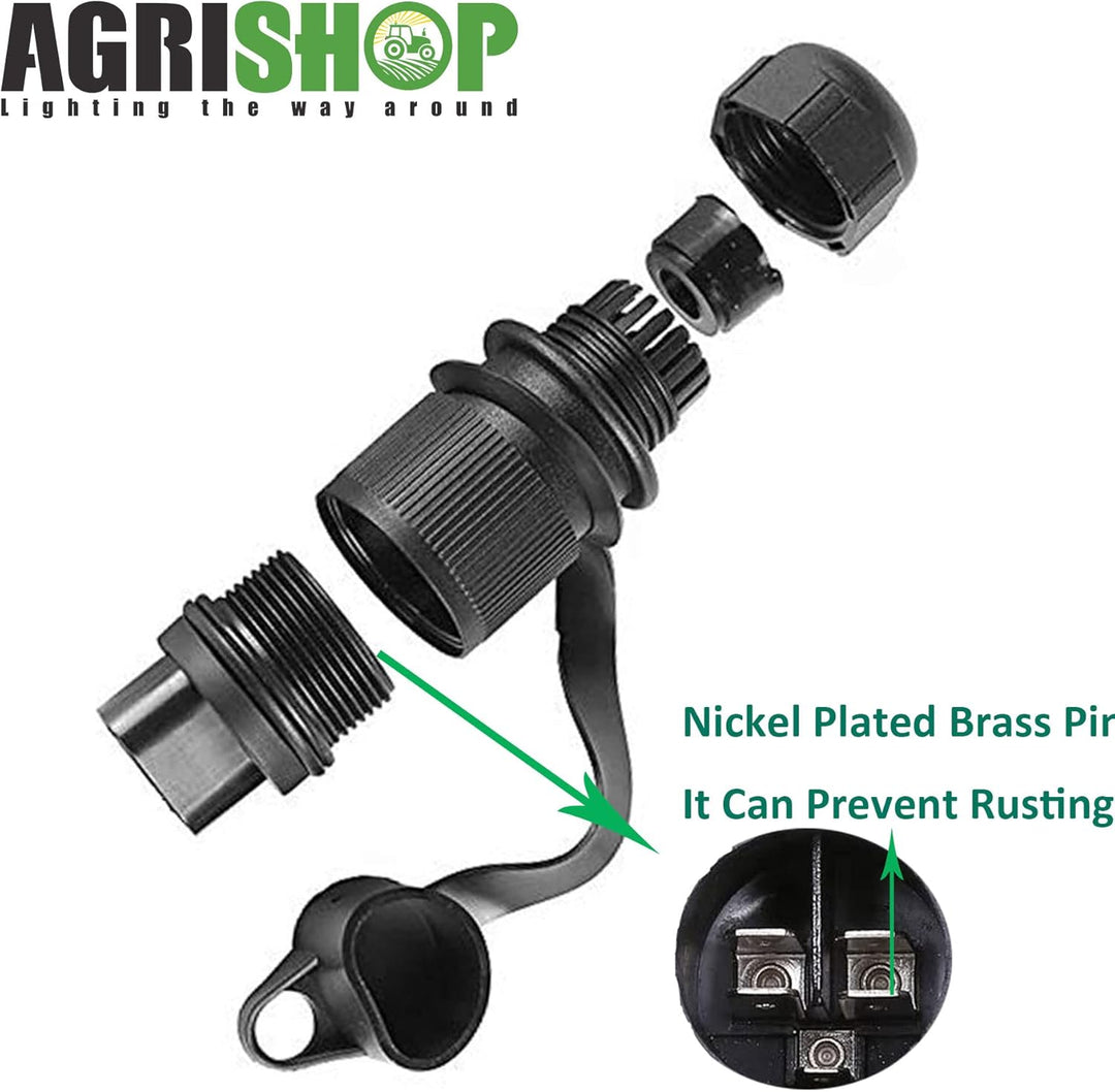 AGRISHOP 2Stück Anhänger Stecker 3polig 12v 24v und 2Stück Steckdose 3-Polig, Wasserfester Traktor S