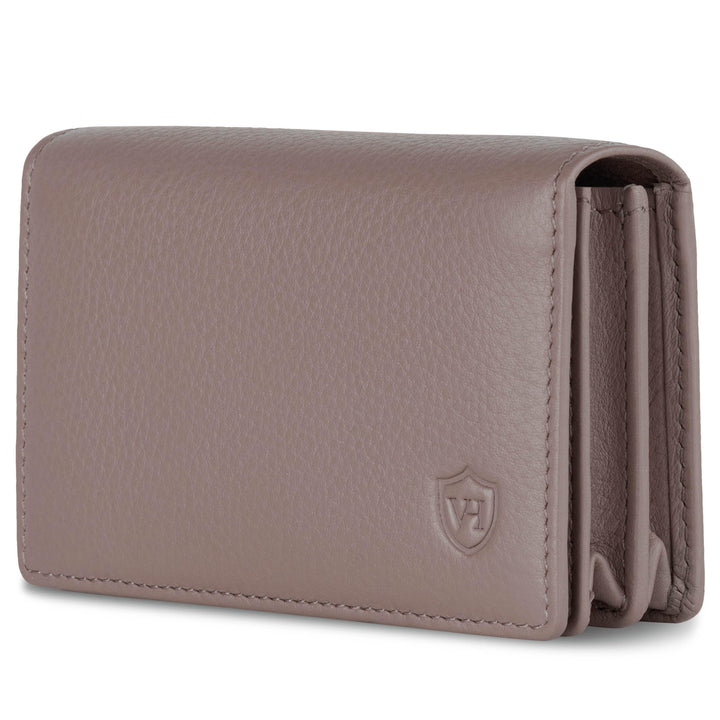 VON HEESEN® Visitenkartenetui Leder mit RFID-Schutz - Platz für 50 Visitenkarten - 6 Fächer - Visite