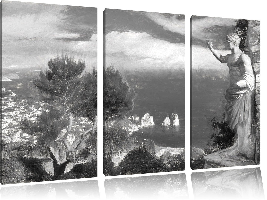 Pixxprint Insel Capri in Italien Kunst / 3-Teilig/Gesamtmass 120cm Leinwandbild bespannt auf Holzrah