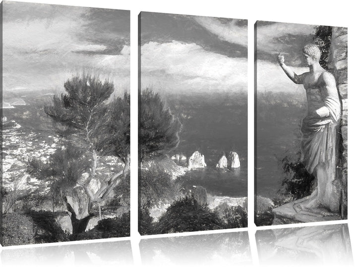 Pixxprint Insel Capri in Italien Kunst / 3-Teilig/Gesamtmass 120cm Leinwandbild bespannt auf Holzrah