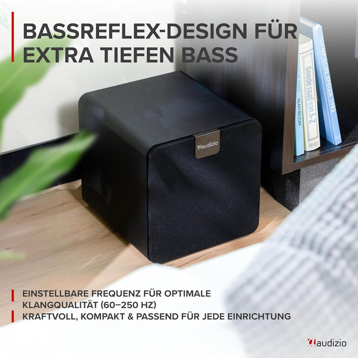 Audizio SW80D Subwoofer Aktiv - 160 Watt - 8 Zoll, Leistungsstarker Aktiv Subwoofer Heimkino - Für K