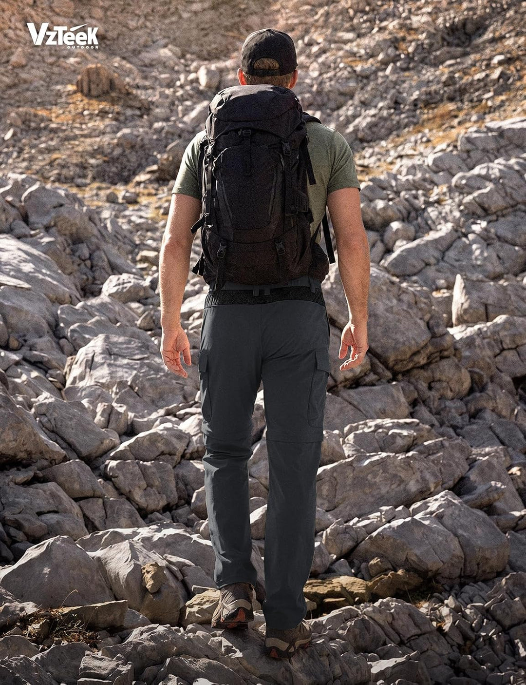 Vzteek Herren Wanderhose Zip Off Trekkinghose Outdoorhose Sommer Softshell Stretch Hose Kurz für Wan