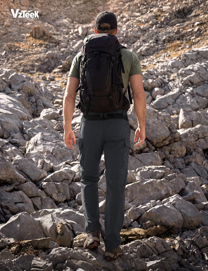 Vzteek Herren Wanderhose Zip Off Trekkinghose Outdoorhose Sommer Softshell Stretch Hose Kurz für Wan