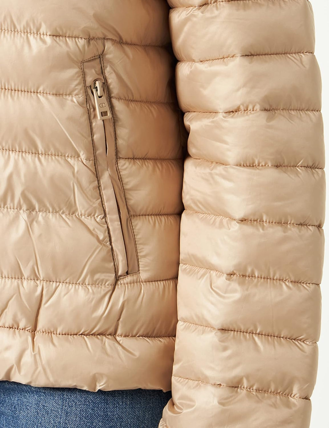 Champion Damen Legacy Outdoor Small Logo Hooded Wattierte Jacke S Braun Taupe, S Braun Taupe