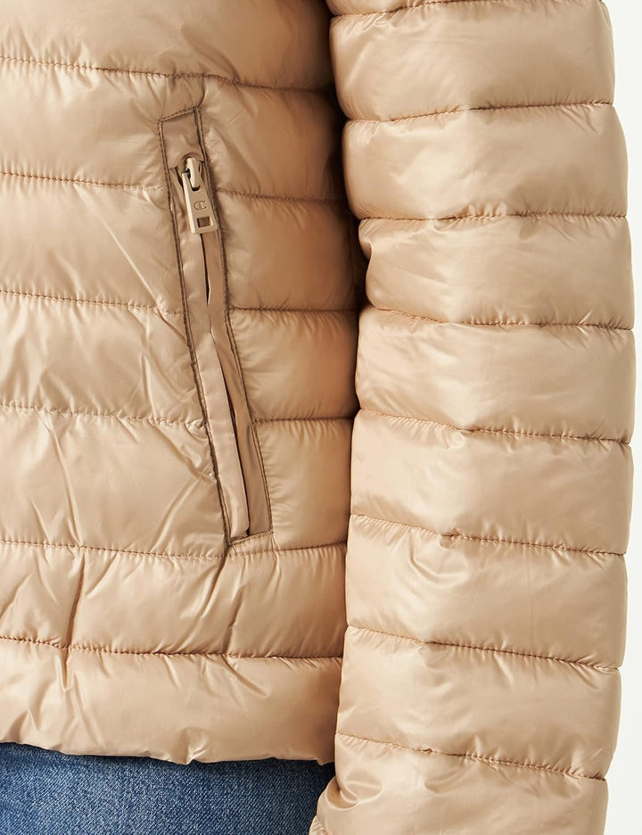 Champion Damen Legacy Outdoor Small Logo Hooded Wattierte Jacke L Braun Taupe, L Braun Taupe