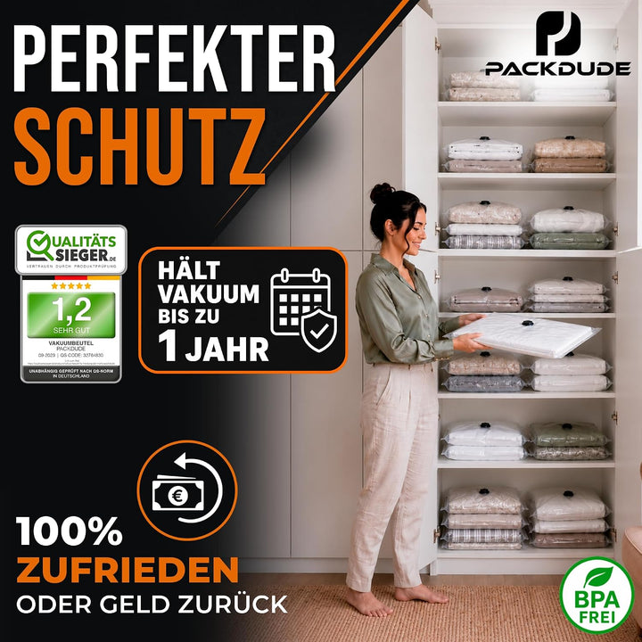 Vakuumbeutel für Kleidung I 6 STÜCK I Grösse L: 80x60cm I Vacuum Bags for Clothing I Staubsauger Vak