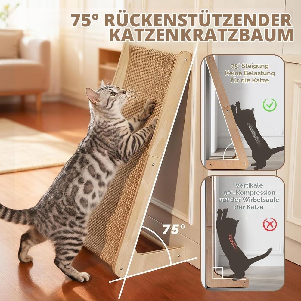 Kratzbrett Katze, 72 cm Hohe L-förmiger Kratzpappe für Katzen, Sisal Kratzbretter Katze, Verschleiss