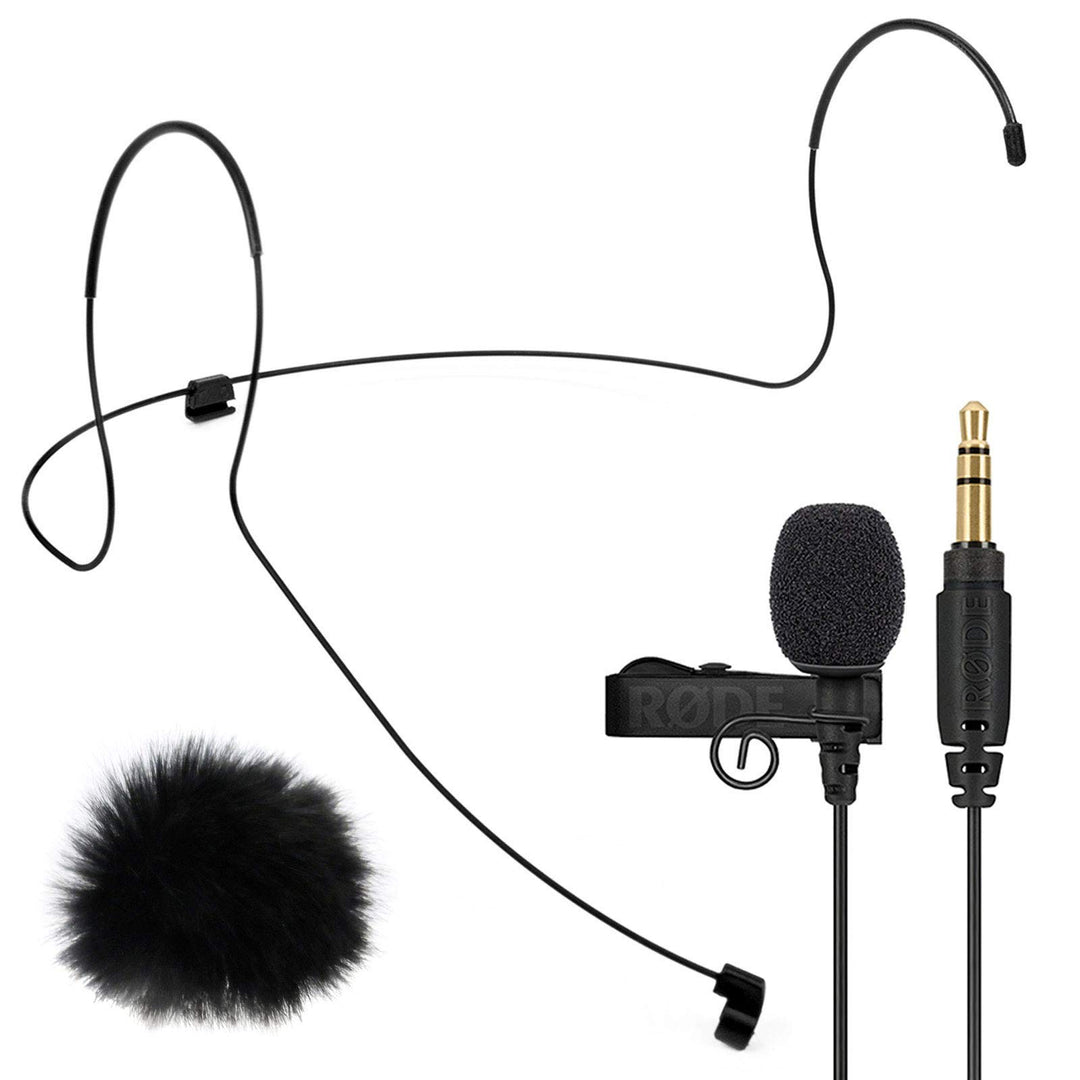 Rode Lavalier GO Lavaliermikrofon + Lav Headset Kopfbügel Grösse L + keepdrum Fell-Windschutz
