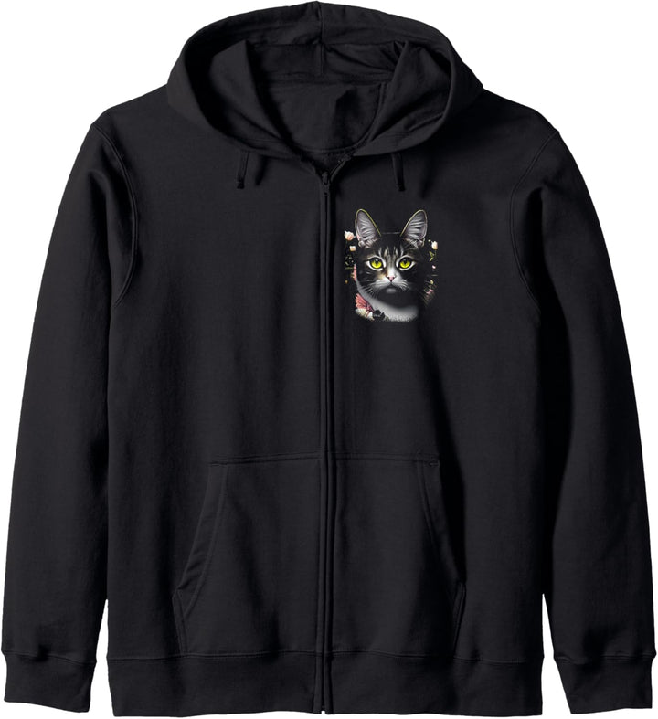 Super süsse Katze in einem Feld aus Blumen Kapuzenjacke