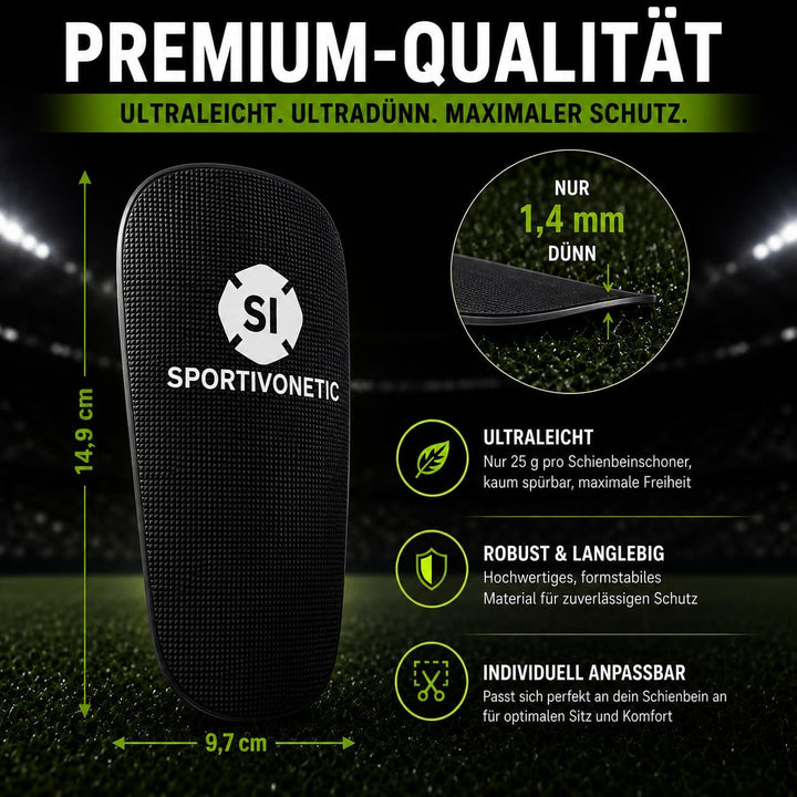 SPORTIVONETIC® High Performance Schienbeinschoner Anpassbar für Erwachsene & Kinder, Damen & Herren