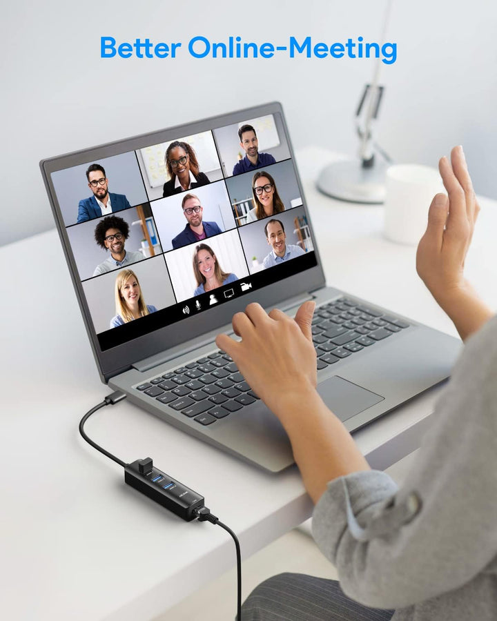 USB C zu Ethernet Adapter,ABLEWE 4-in-1 RJ45 zu USB-C/Thunderbolt 3 zu Gigabit Ethernet LAN Netzwerk