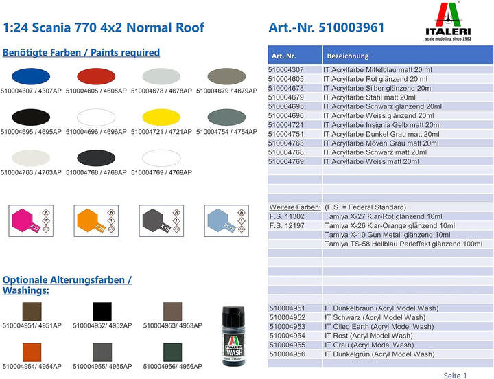 Italeri 3961 1:24 Scania 770 4x2 Normal Roof - Modellbau, Bausatz, Standmodellbau, Basteln, Hobby, K