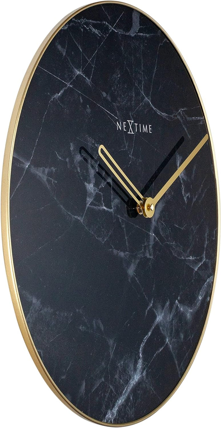 NeXtime Marble Wanduhren, Glas, Schwarz, Ø 40 cm