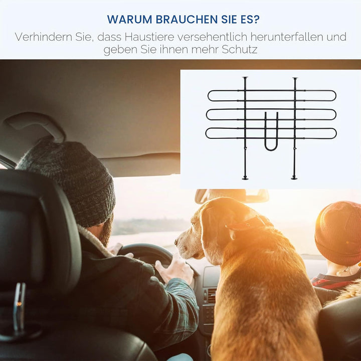 PawHut Auto Trenngitter für Hunde verstellbar Breite 87-135 cm Höhe 85-120 cm Universal Sicherheitsg