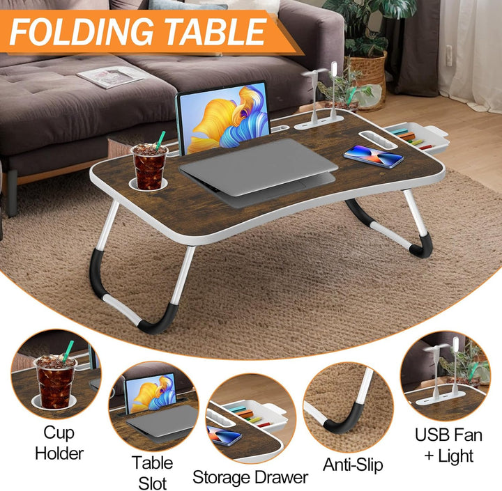 Klappbarer Laptop-Schreibtisch 60x40cm – Leichter, Multifunktionaler Bett Schreibtisch mit Kartensch
