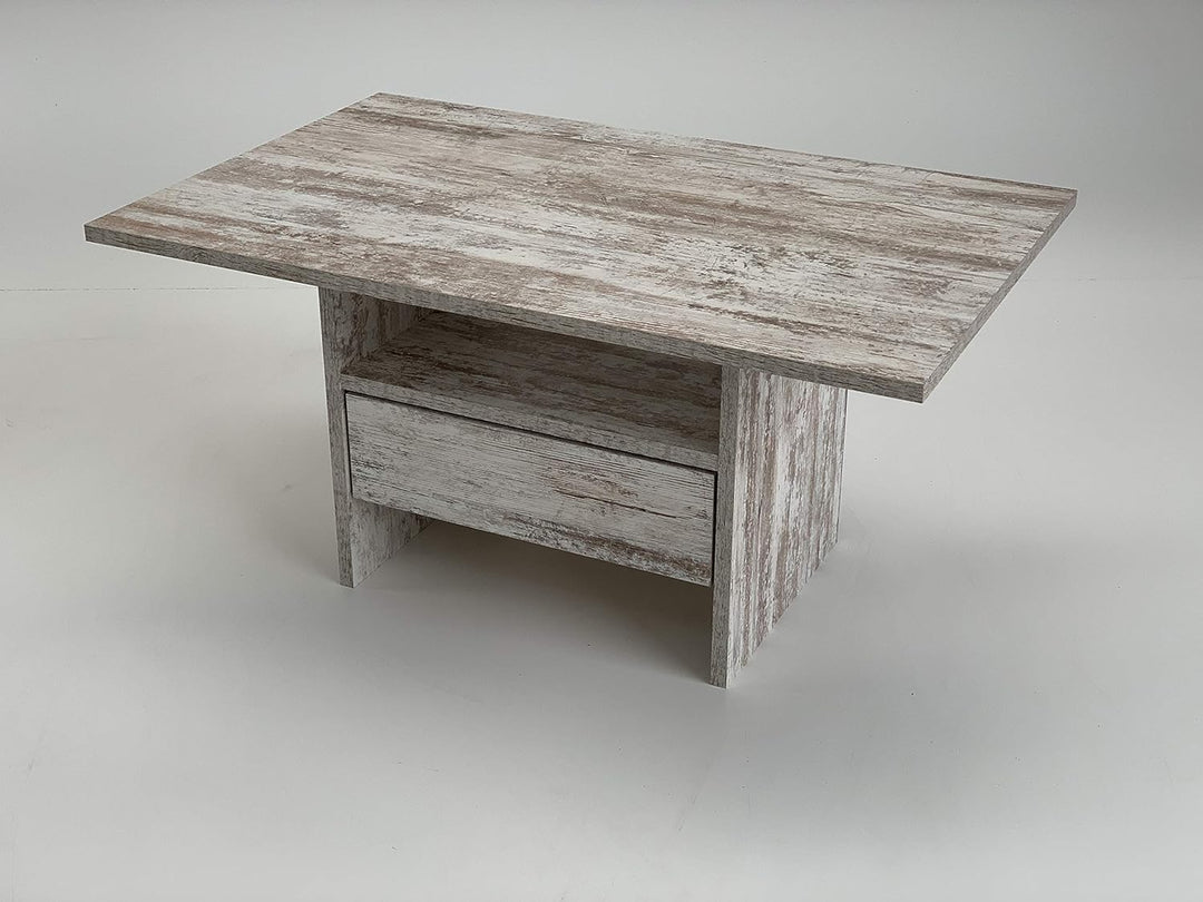 Möbel SD Couchtisch mit Schublade Wohnzimmertisch Kaffeetisch Celine Canyon White Pine