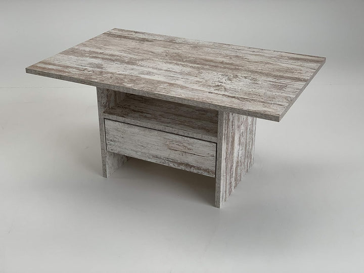 Möbel SD Couchtisch mit Schublade Wohnzimmertisch Kaffeetisch Celine Canyon White Pine