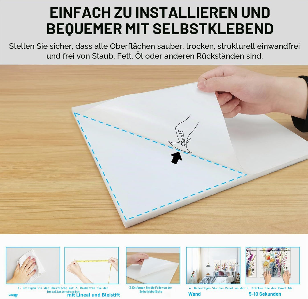 JBER Art Akustikplatten, 6-Pack selbstklebende grosse Wandmalereien für Wanddekoration, schallabsorb