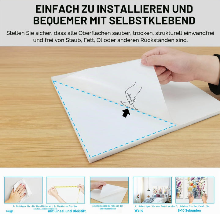 JBER Art Akustikplatten, 6-Pack selbstklebende grosse Wandmalereien für Wanddekoration, schallabsorb