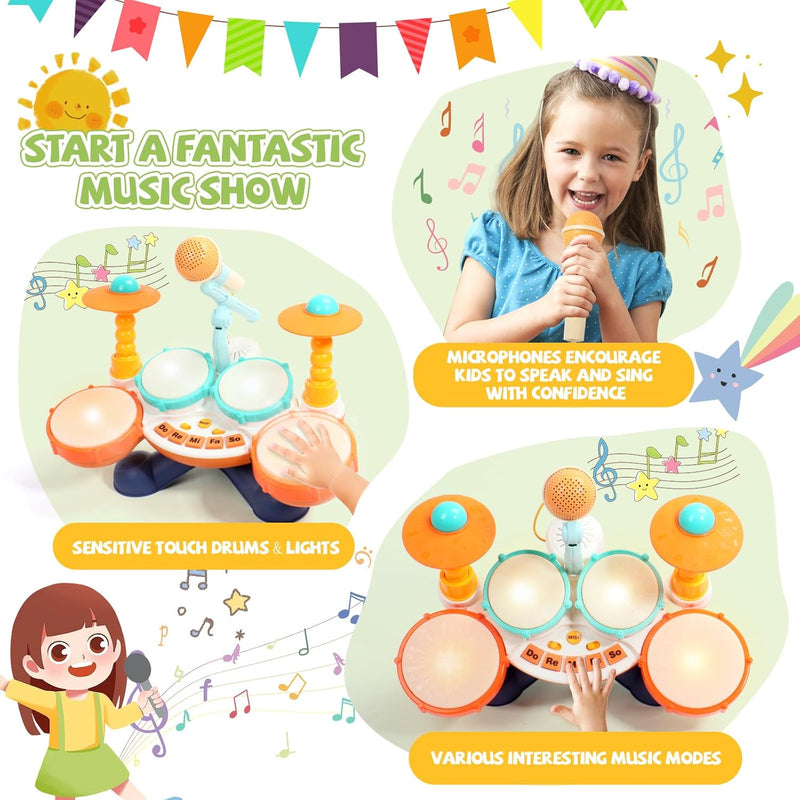 Schlagzeug Kinder Baby Spielzeug- Trommel Kinder Musikinstrumente für Kinder ab 1 Jahr Babyspielzeug