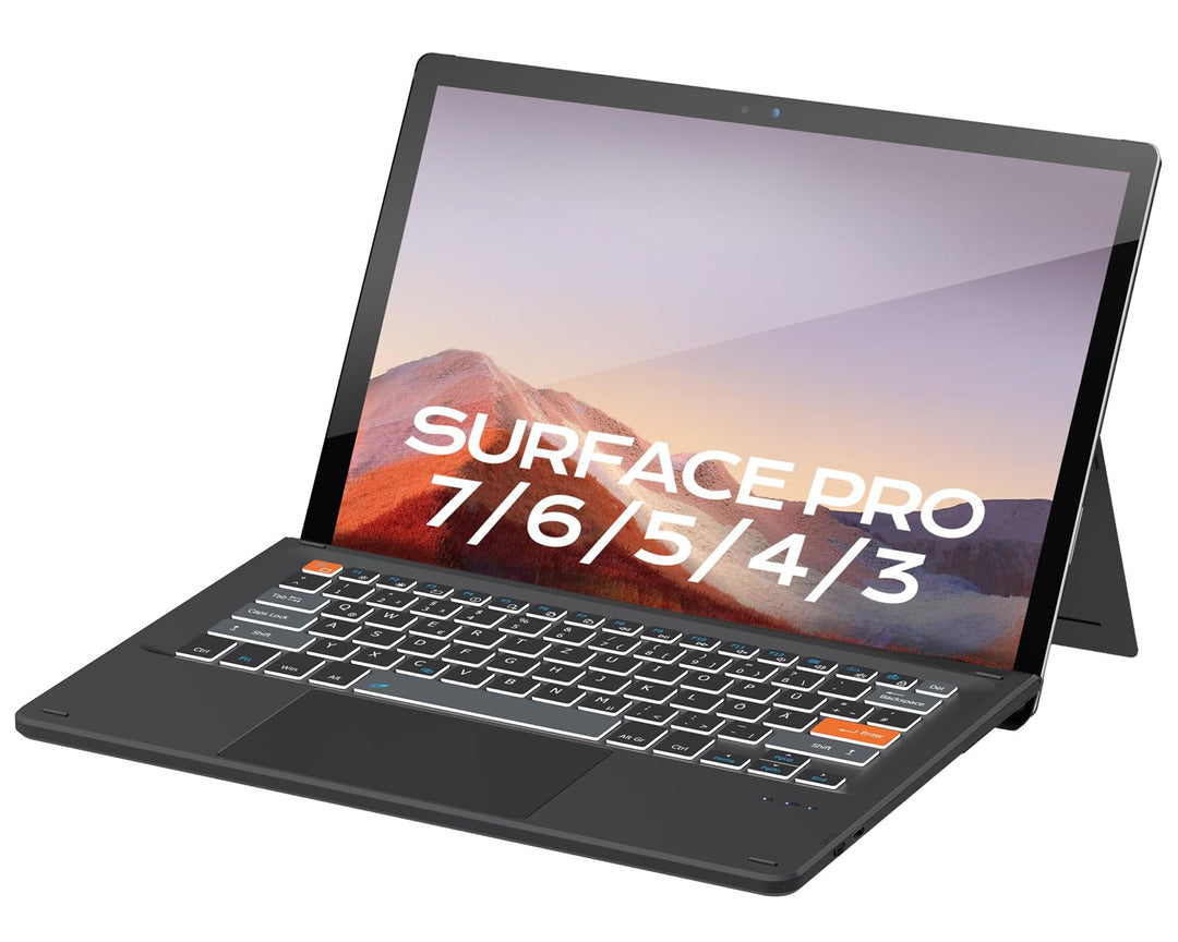 Doohoeek Bluetooth Tastatur für Surface Pro 7+/7/6/5/4/3, Kabellose Beleuchtete Tastatur, Ultraslim