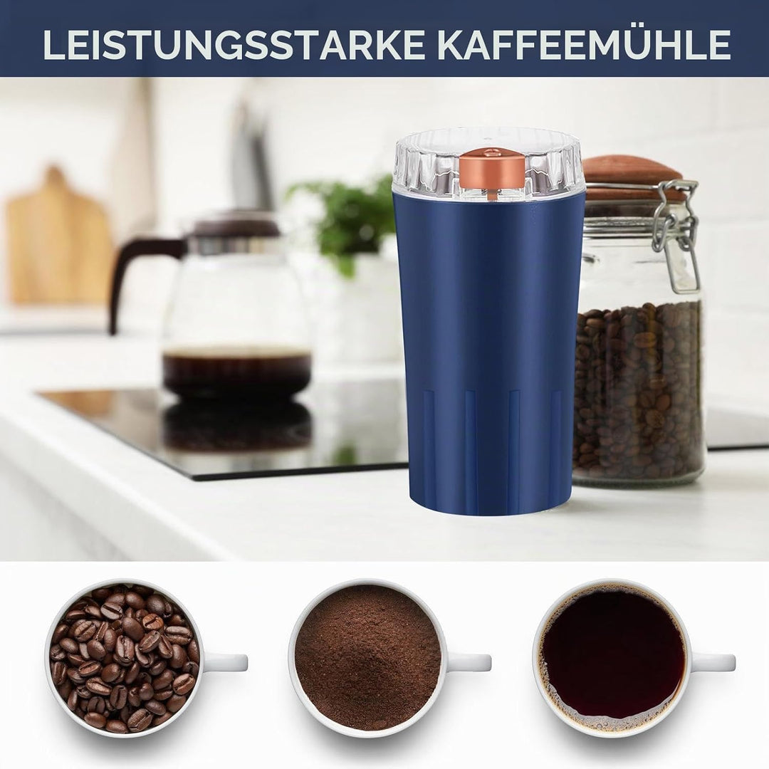 Vegena: Elektrische Kaffeemühle, Gewürzmühle, 300W, Edelstahlklinge, für Kaffeebohnen, Gewürze, Kräu