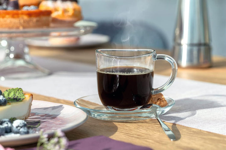 Leonardo Napoli Kaffee-Tassen 6er Set, spülmaschinengeeignete Kaffee-Becher, kleine Glas-Tasse mit H