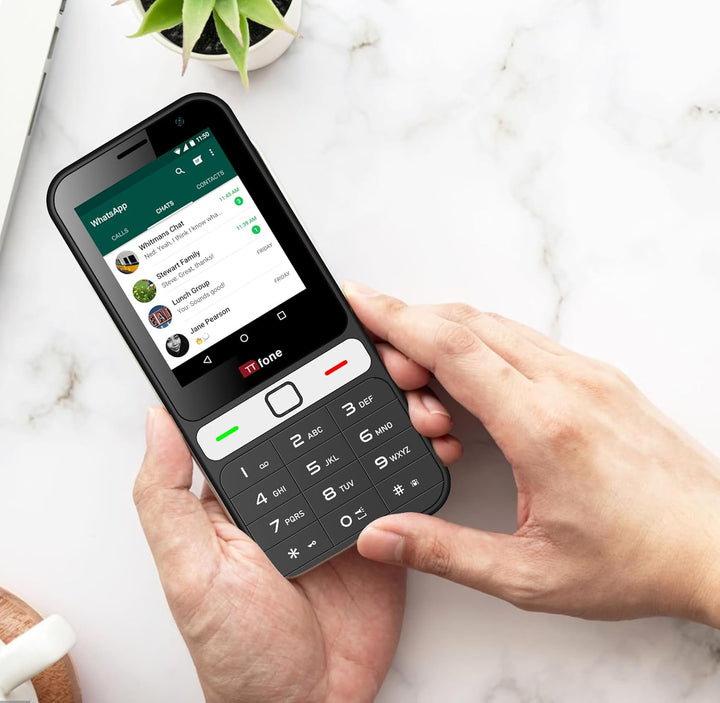 TTfone TT280 – Telefon 4G Dual SIM Single mit Android, 2,8 Zoll Touchscreen, Tastatur, 2 MP Kamera,