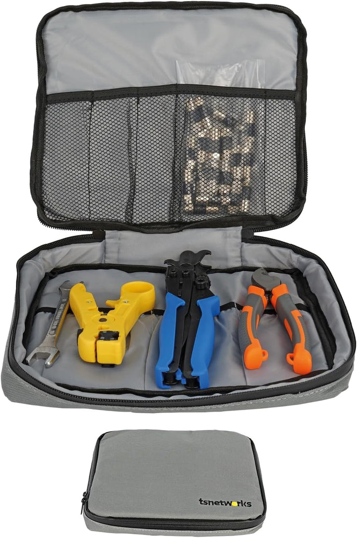 tsnetworks 7in1 NS 4 Waterproof Antennen Werkzeugset mit Kompressionszange, Universal Abisolierer,Sc