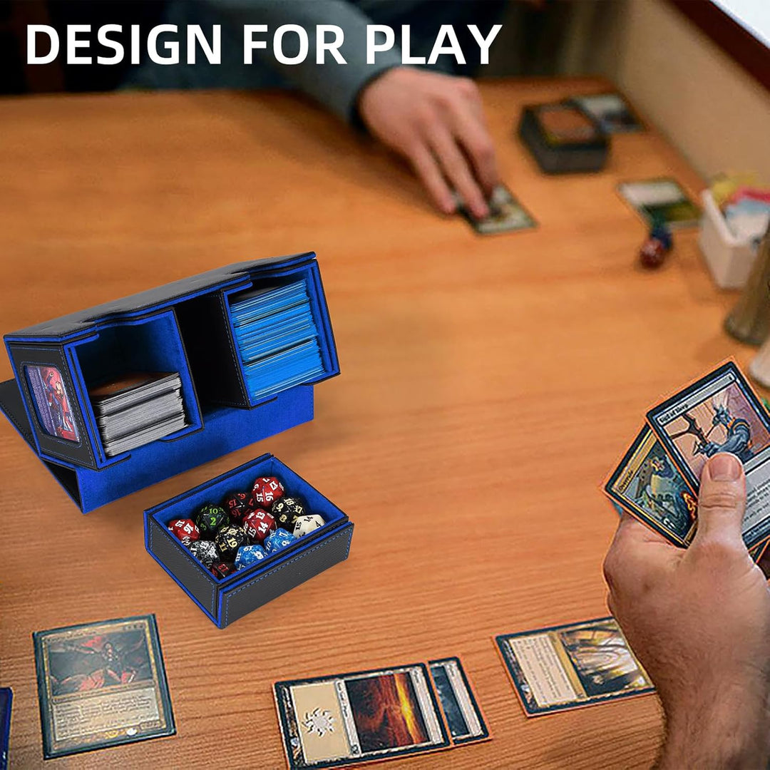 AFIING MTG Commander Kartenbox, 3-in-1 Karten-Aufbewahrungsbox für 200+ doppelt gesleevte Karten, Ma