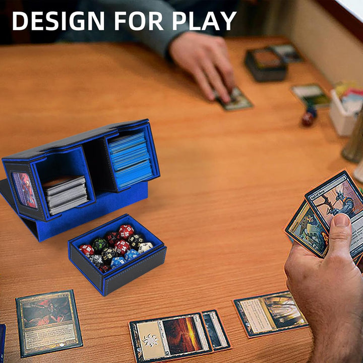 AFIING MTG Commander Kartenbox, 3-in-1 Karten-Aufbewahrungsbox für 200+ doppelt gesleevte Karten, Ma
