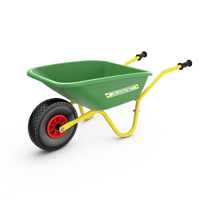 BERG Dempy Schubkarre Kinder Grün/Gelb, Kinderschubkarre, Belastbar bis 40kg, Robust, Langlebig & St