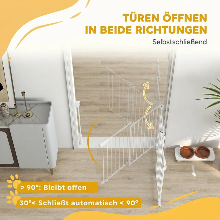 PawHut Treppenschutzgitter Türschutzgitter 74,5-111,5cm Kinderschutzgitter mit Auto-Close, Beidseiti