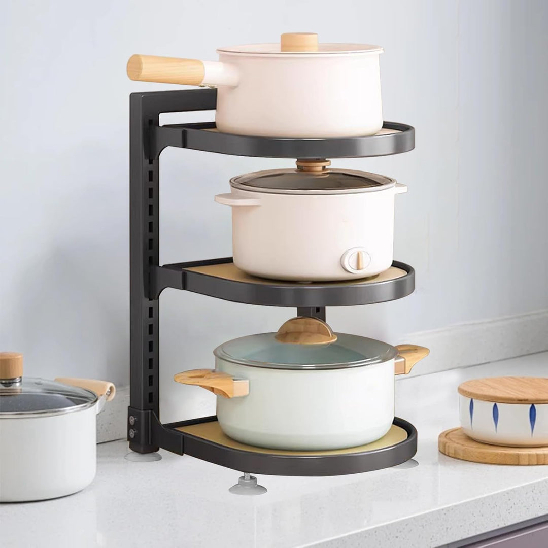 Topflappen, Pfannen-Organizer für Küche, Küchenregal, Bratpfanne Kochpfanne gestaffeltes Lagerregal,