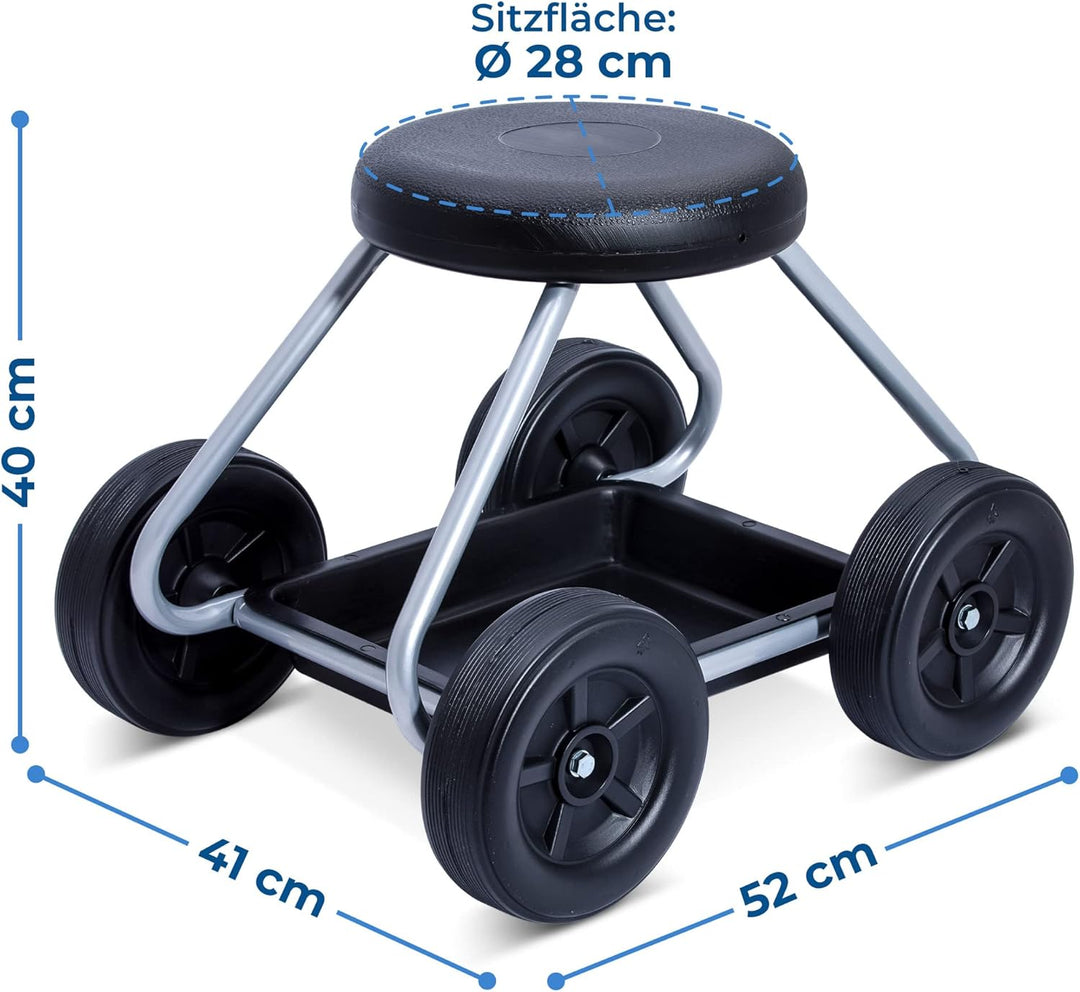 Maximex Rollsitz Secura - für Haushalt und Garten, Metall, 52 x 40 x 41 cm, Silber