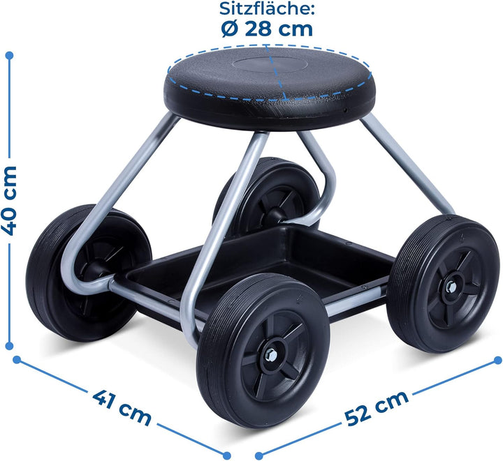 Maximex Rollsitz Secura - für Haushalt und Garten, Metall, 52 x 40 x 41 cm, Silber