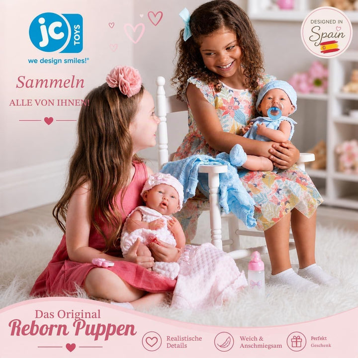 jc toys Berenguer Realistische Babypuppe Strickkleid und Decke; ca. 38,1 cm (15 Zoll) Rosa, Rosa