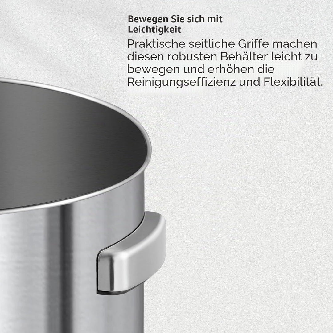 EKO Urban 24 Gallonen runder Edelstahl-Mülleimer mit offenem Deckel, hoher kommerzieller Mülleimer f